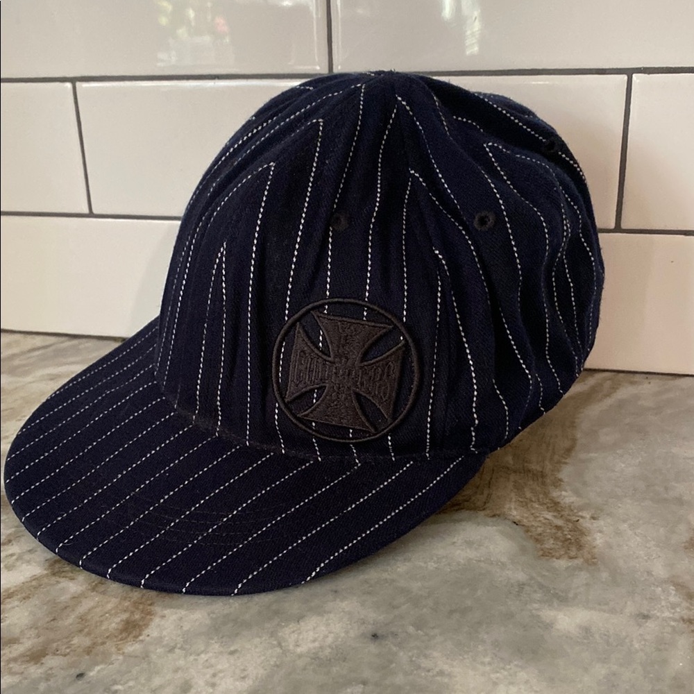 VTG Westcoast Choppers Hat Blue White Stitch Stripe XL Maltese Cross 1990s L/XL